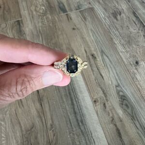 Blue Gemstone & Rhinestone Ring